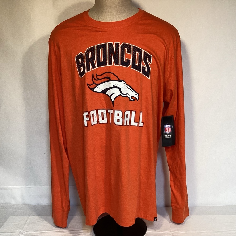 NWT NFL Denver Broncos Orange Long Sleeve T-Shirt size men’s XXL made by ‘47